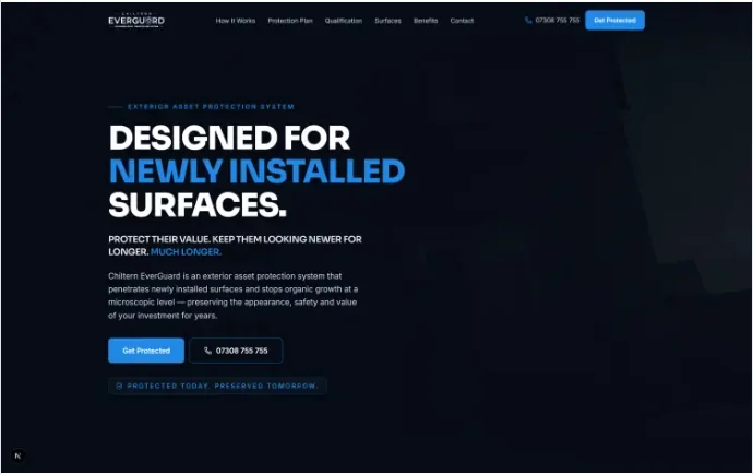Chiltern EverGuard microsite hero: Designed for newly installed surfaces
