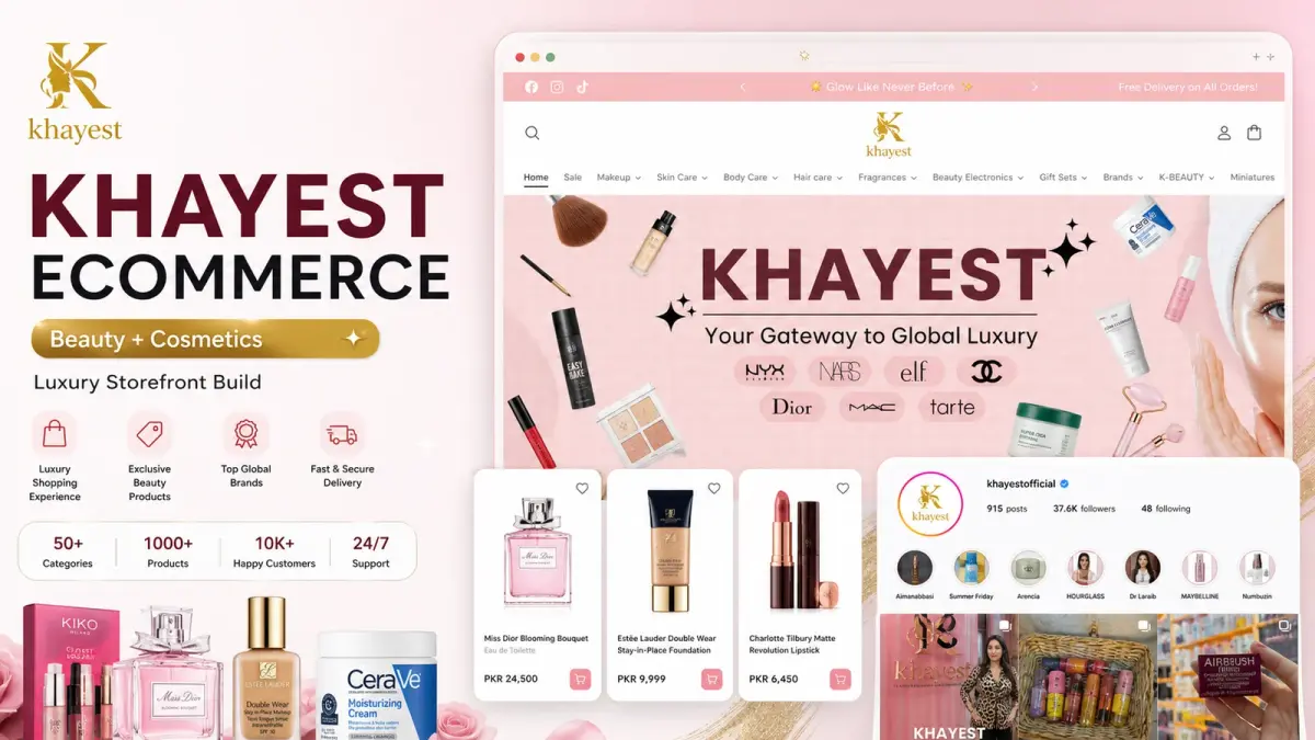 Khayest beauty e-commerce storefront and Instagram presence after performance and growth transformation