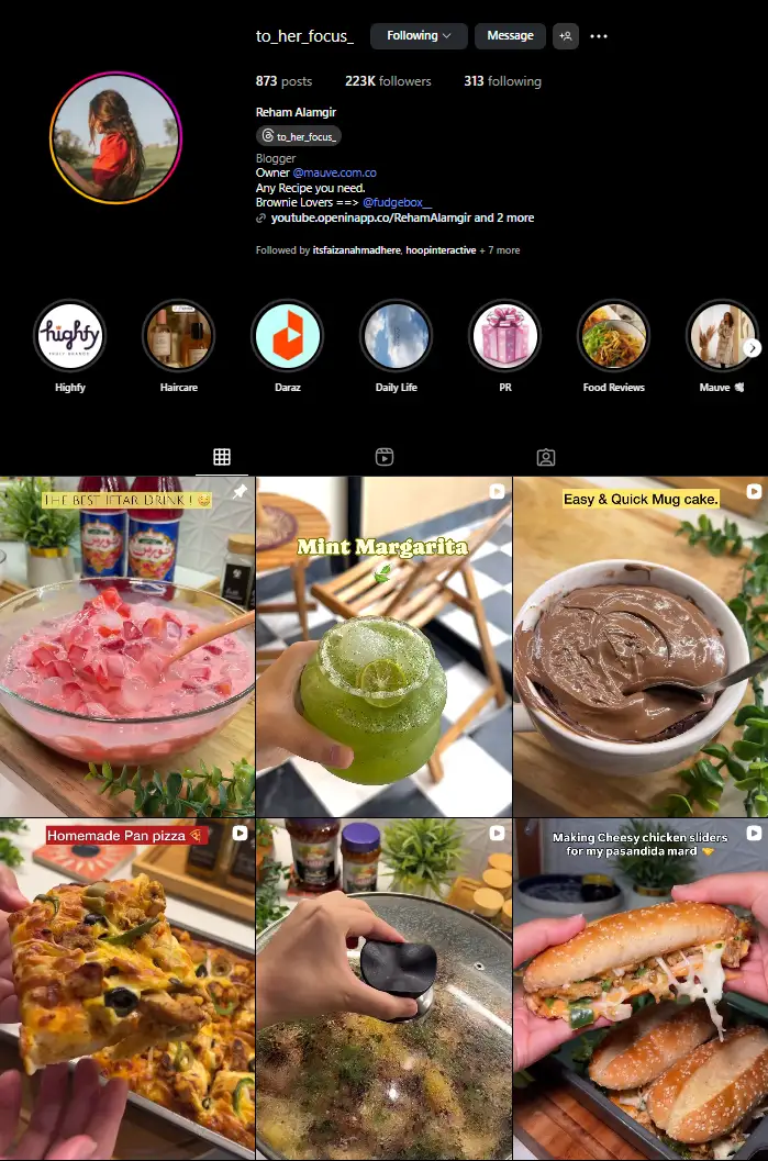 To Her Focus Instagram profile showing the 220k-follower audience the brand was built around