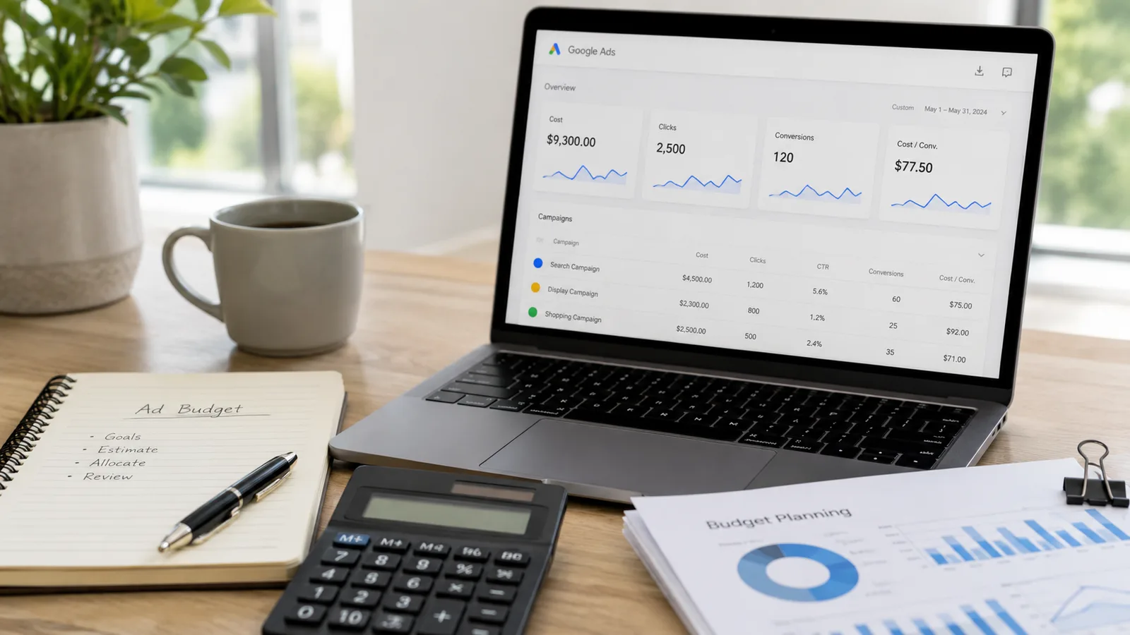 Google Ads monthly budget planning