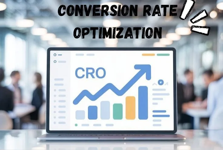CRO tools and analytics dashboards showing conversion data